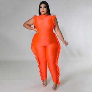 Plus Size Ruffled Sleeveless Jumpsuit